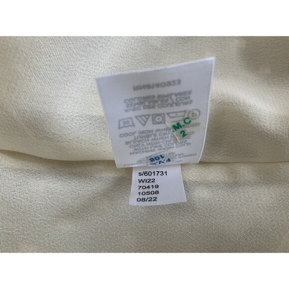 Loft Ruffle Lace Standing Collar Clip Smocked Yoke Blouse Cream Size Small NWT - Picture 11 of 13